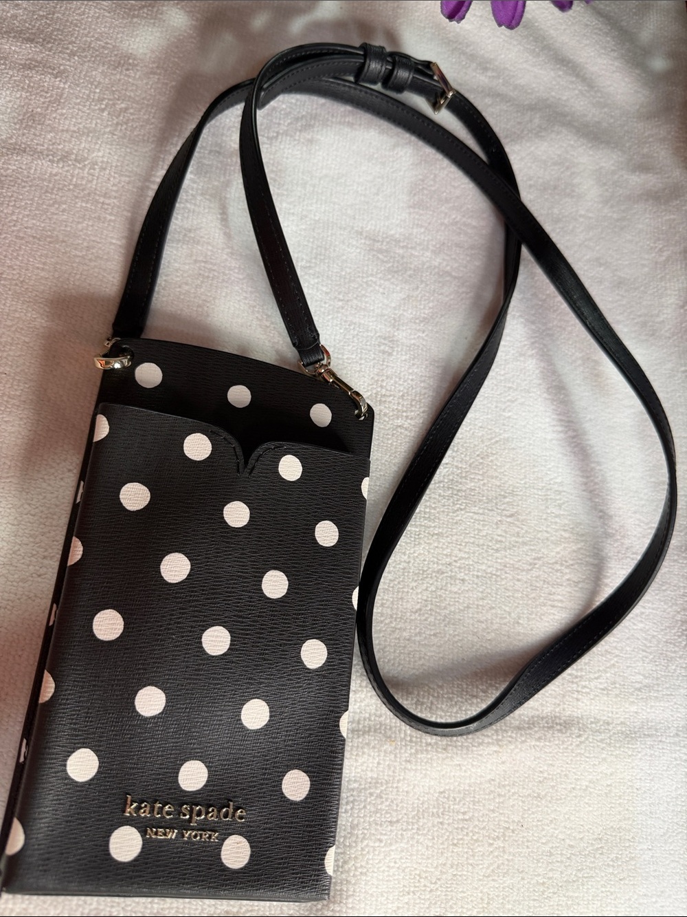 kate spade Black and White Polka Dot phone holder